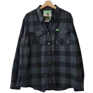 Dixxon Flannel Co. Gray Black Plaid Long Sleeve Womens Button Down Shirt 2X